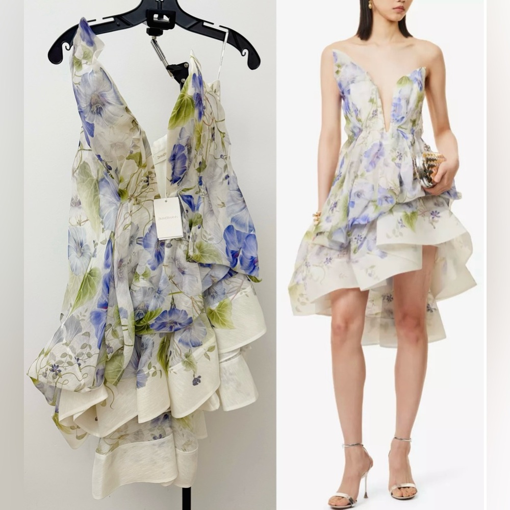 NWT Zimmermann Dress|Zimmermann Natura Mini Dress Draped  Asymmetric(AU 3/US 10)
